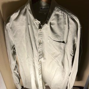 Columbia Mens Heavy Cotton Button Down Shirt Color Tan Size Large